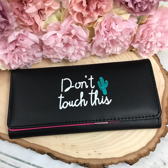 Handbags - Black ‘Don’t Touch This’ Cactus Clutch Wallet